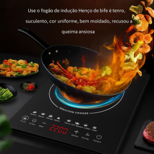 Fogão de Indução Fode™ 2200W — Cozinha Rápida, Segura e Econômica